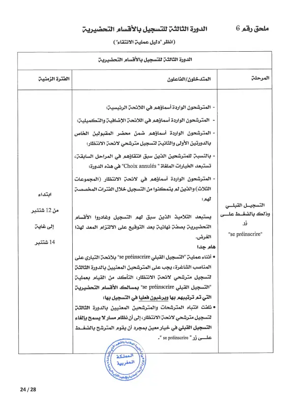 مذكرة CPGE 2026 - الصفحة 24 تفاصيل مذكرة الأقسام التحضيرية CPGE 2026 - الصفحة 24